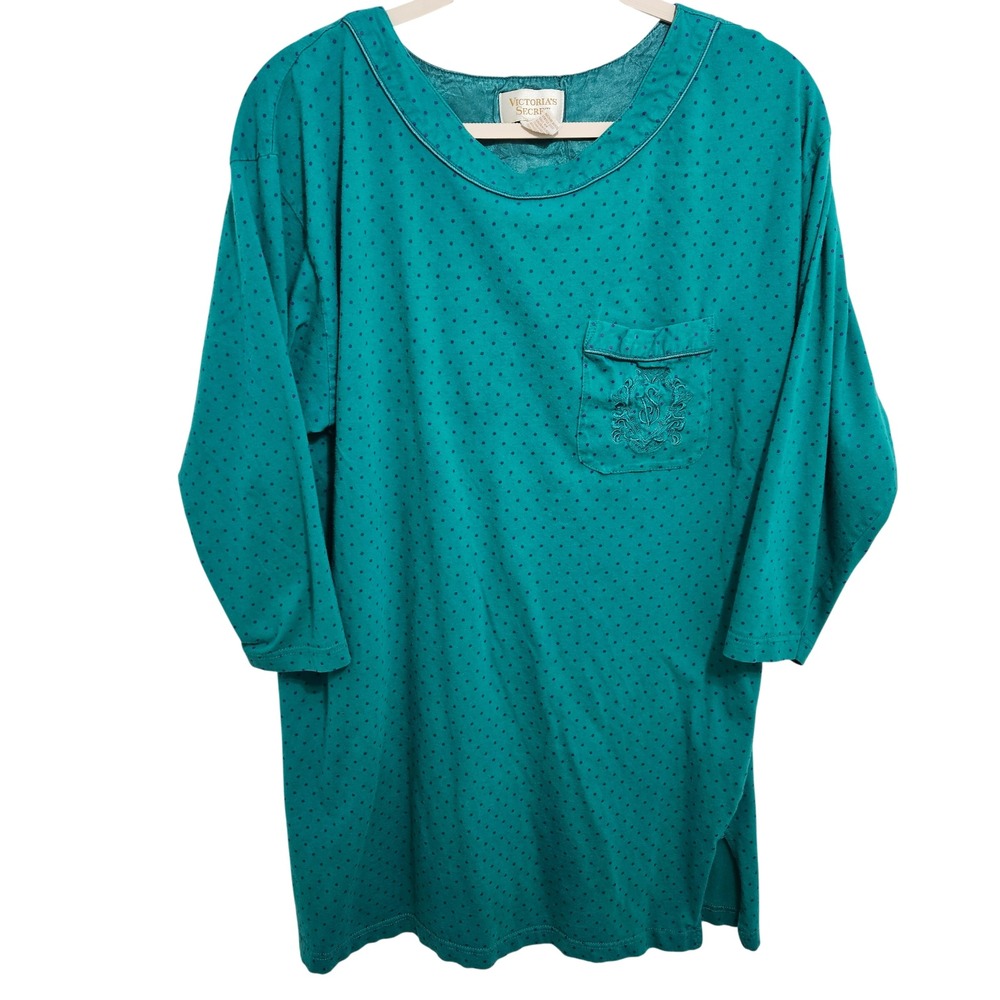 Vintage Victorias Secret Gold Label 100% Cotton Sleep Shirt Nightgown 80s 90s S